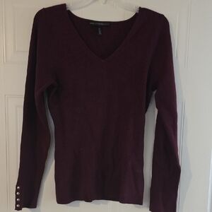 White House Black Market Deep Purple V-Neck Sweater